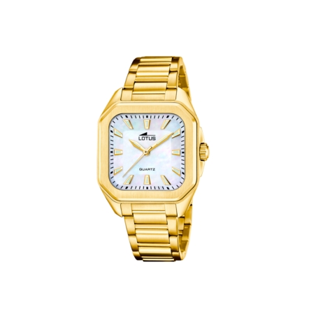 Reloj Lotus acero square dorado esfera blanca mujer 18970/2