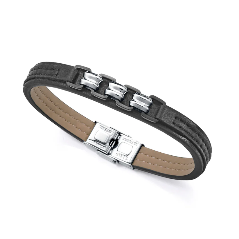 Pulsera Viceroy Cadena cuero negro 15151P01010