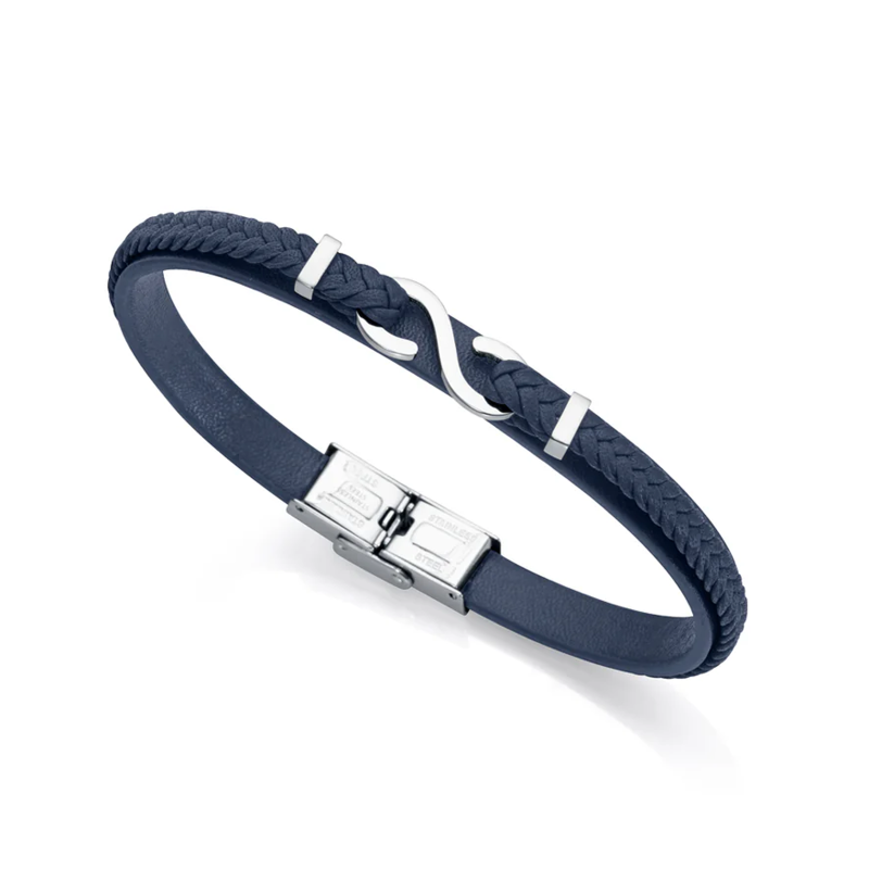 Pulsera Viceroy cuero trenzada azul 14012P01013