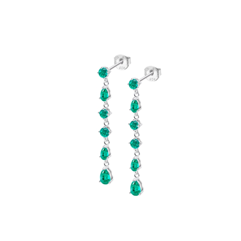 Pendientes Lotus plata circonitas verdes mujer LP3622-4/3