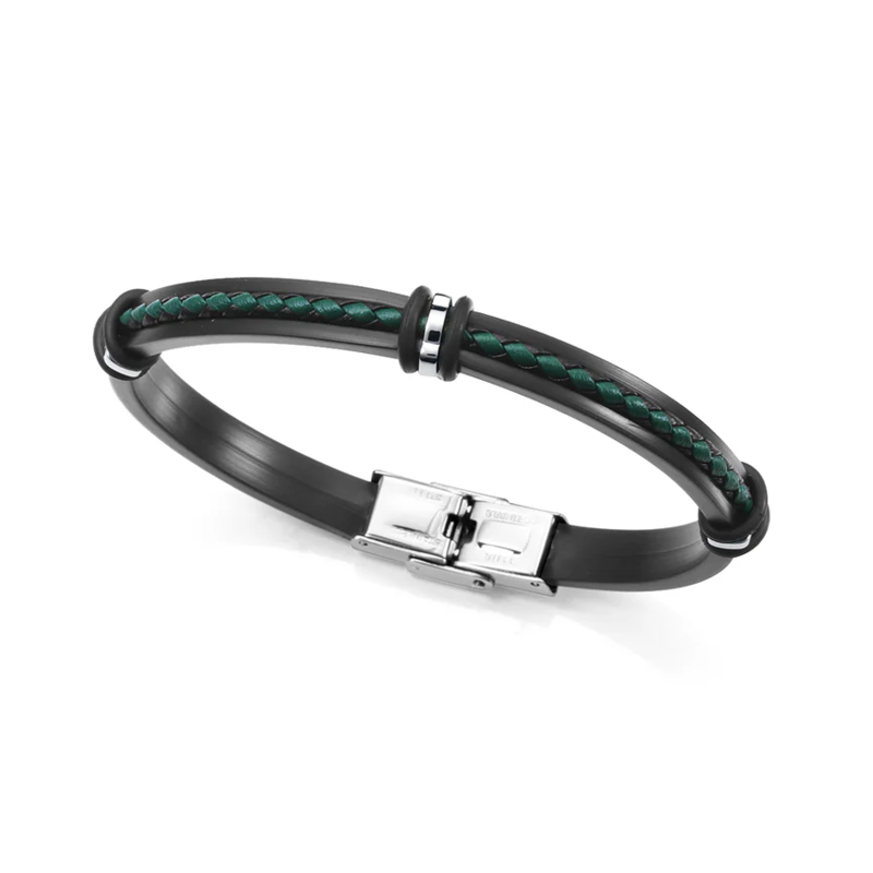 Pulsera Viceroy silicona piel negra y verde 14128P01010