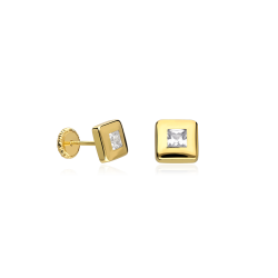 Pendientes Oro 18k y circonita "Kare"