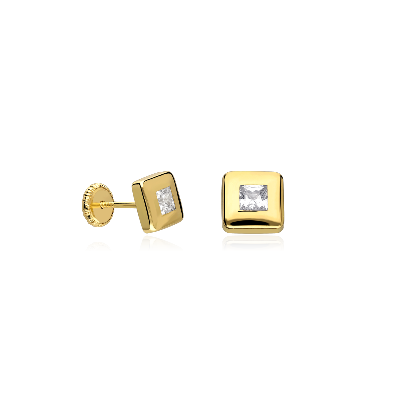 Pendientes Oro 18k y circonita "Square"