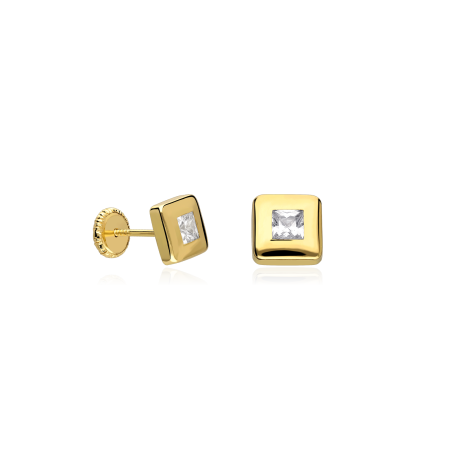Pendientes Oro 18k y circonita "Square"