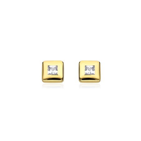 Pendientes Oro 18k y circonita "Square"