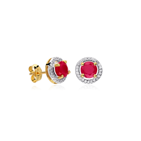 Pendientes Oro 18k Rubíes y circonitas "Color life"