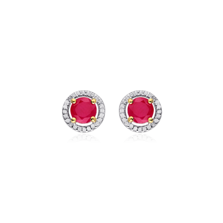 Pendientes Oro 18k Rubíes y circonitas "Color life"