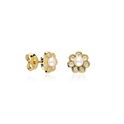 Pendientes Oro 18k perlas y circonitas "Leticia"
