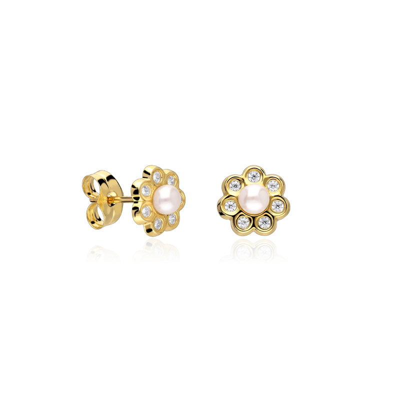 Pendientes Oro 18k perlas y circonitas "Leticia"