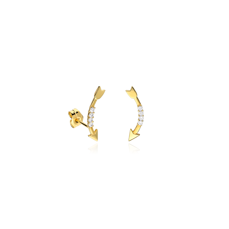 Pendientes Oro 18k y circonitas "Arrow"