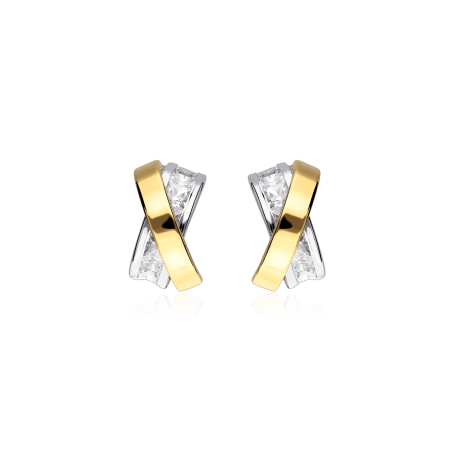 Pendientes Oro Bicolor 18k y circonitas "Targuist"