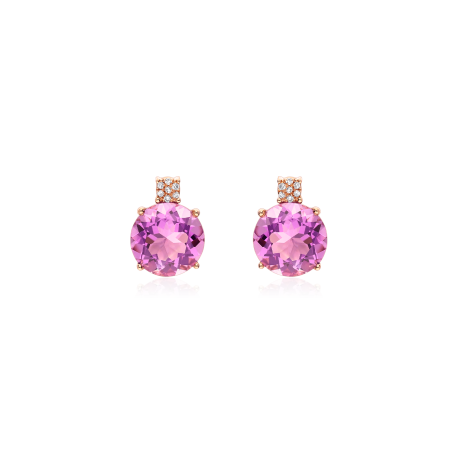 PENDIENTES EN ORO ROSA18K "LA BOHÉME" DIAMANTES Y AMATISTA