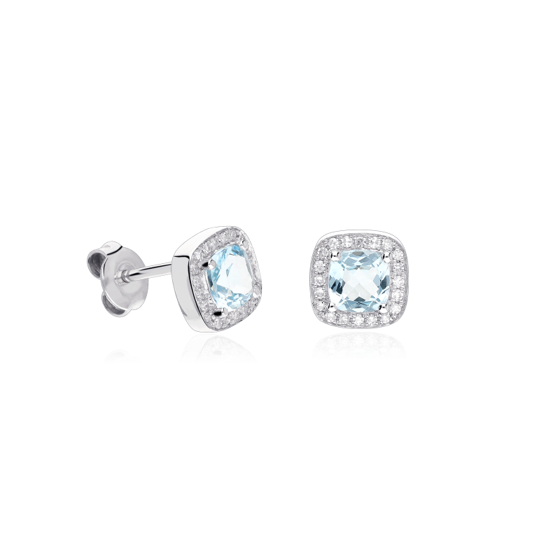 Pendientes Oro 18k diamantes y topacios "La Bohéme"