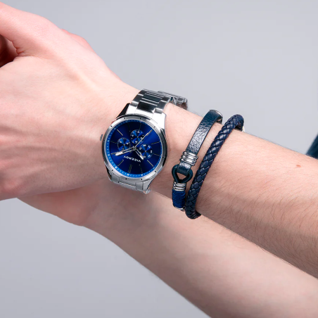 Pulsera Viceroy Acero y piel azul 75347P01013
