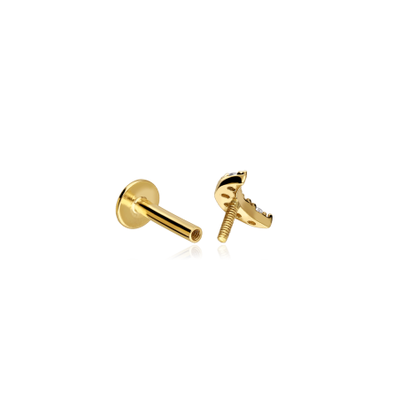 Pendiente piercing Oro 18k y circonitas "Luna"