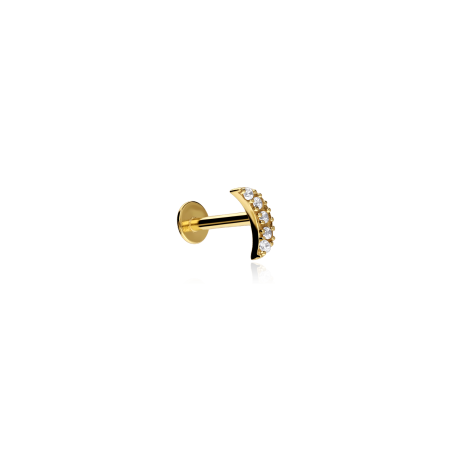 Pendiente piercing Oro 18k y circonitas "Luna"