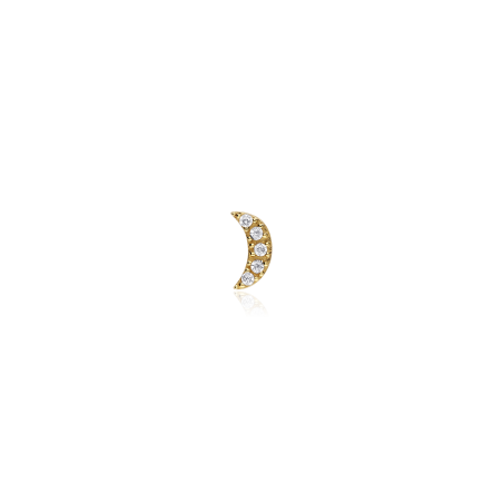 Pendiente piercing Oro 18k y circonitas "Luna"