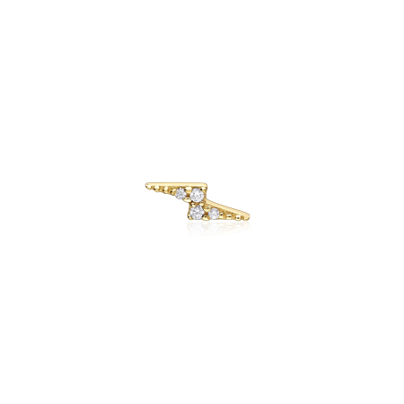Pendiente piercing Oro 18k y circonitas "Rayo"