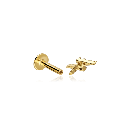 Pendiente piercing Oro 18k y circonitas "Rayo"