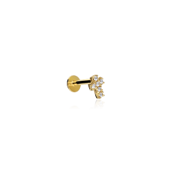 Pendiente piercing Oro 18k y circonitas "Cruz"