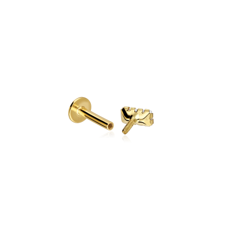 Pendiente piercing Oro 18k y circonitas "Dado"