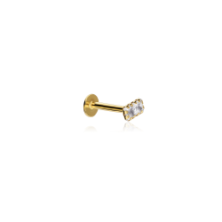 Pendiente piercing Oro 18k y circonitas "Dado"