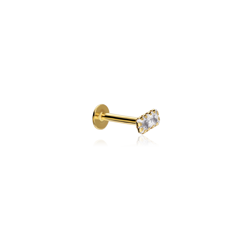 Pendiente piercing Oro 18k y circonitas "Dado"