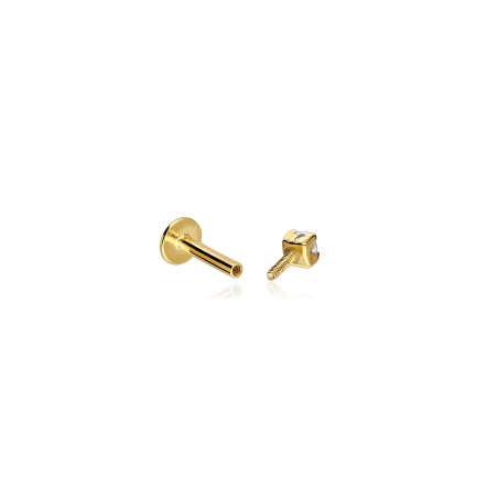 Pendiente piercing Oro 18k y circonitas "Shine 1.5mm"