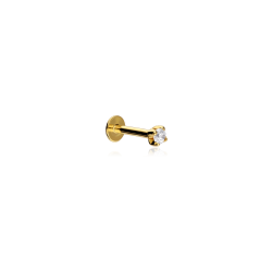 Pendiente piercing Oro 18k y circonitas "Shine 1.5mm"