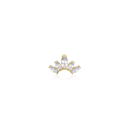 Pendiente piercing Oro 18k y circonitas "Pétalos"