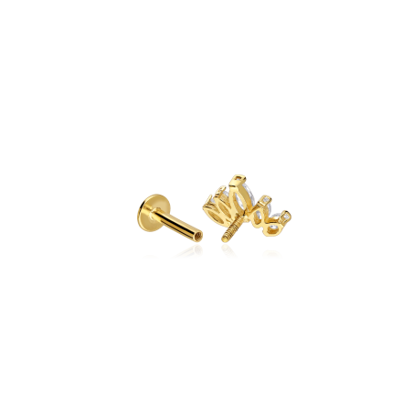 Pendiente piercing Oro 18k y circonitas "Pétalos"