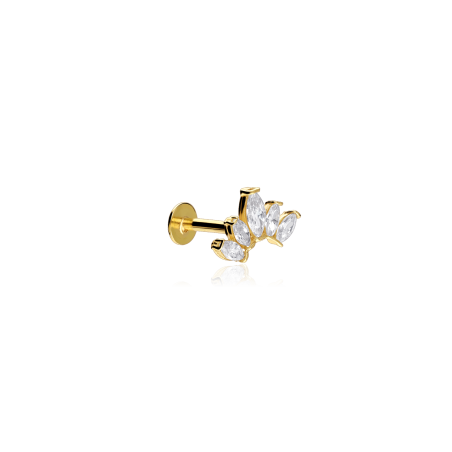 Pendiente piercing Oro 18k y circonitas "Pétalos"