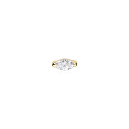 Pendiente piercing Oro 18k y circonita "Rombo 5mm"