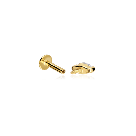 Pendiente piercing Oro 18k y circonita "Rombo 5mm"