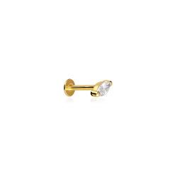 Pendiente piercing Oro 18k y circonita "Rombo 5mm"