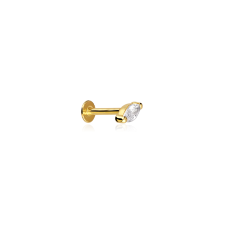 Pendiente piercing Oro 18k y circonita "Rombo 5mm"