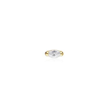 Pendiente piercing Oro 18k y circonitas "Rombo 4mm"
