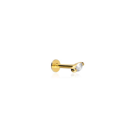 Pendiente piercing Oro 18k y circonitas "Rombo 4mm"