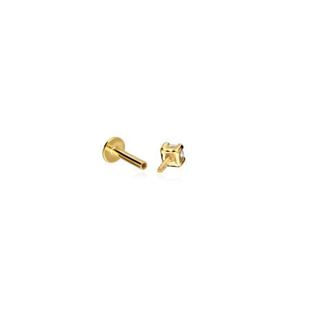 Pendiente piercing Oro 18k y circonitas "Shine 2mm"