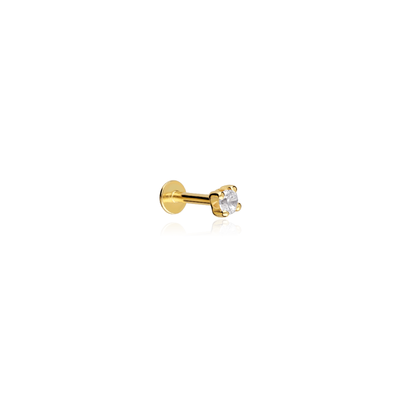 Pendiente piercing Oro 18k y circonitas "Shine 2mm"