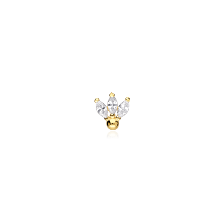 Pendiente piercing Oro 18k y circonitas "Loto"