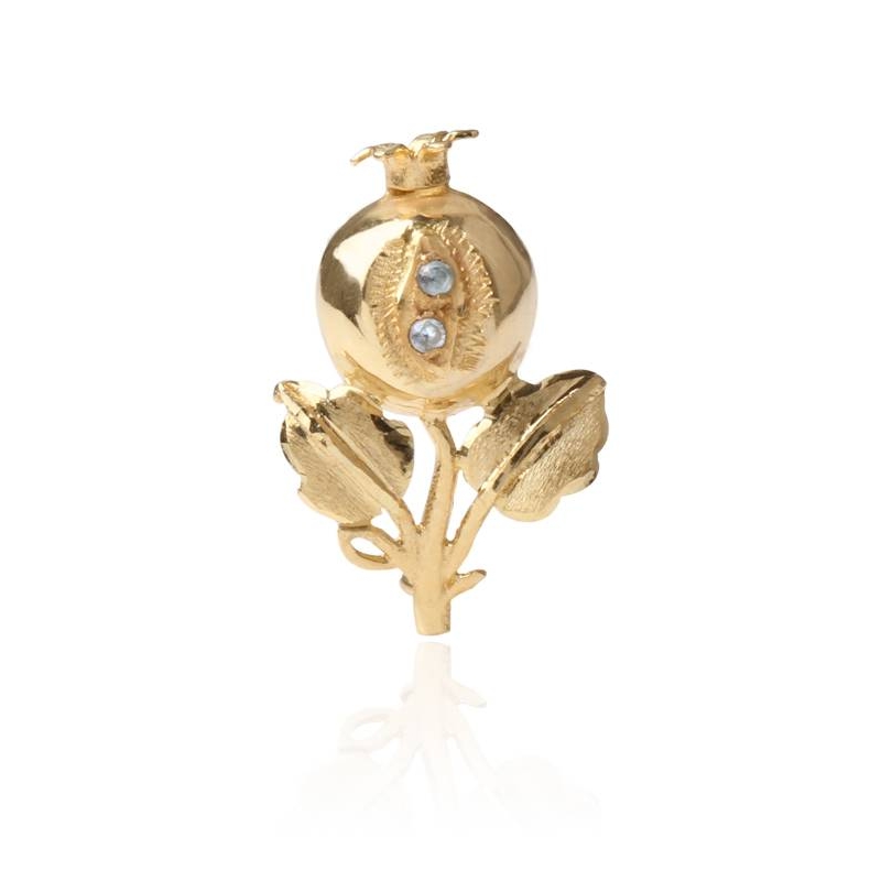 Alfiler Granada Oro amarillo 18k Circonitas agua marina Alfiler Granada Oro amarillo 18k Circonitas agua marina
