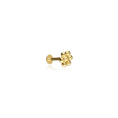 Pendiente piercing Oro 18k y circonitas "Flor"
