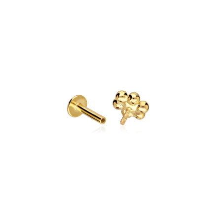 Pendiente piercing Oro 18k y circonitas "Flor"