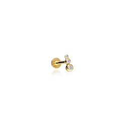 Pendiente piercing Oro 18k y circonitas "Trip"