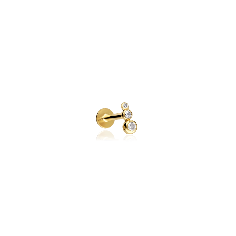 Pendiente piercing Oro 18k y circonitas "Trip"