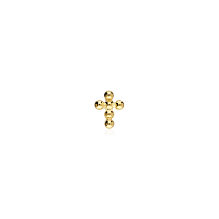 Pendiente piercing Oro 18k y circonitas "Cruz"