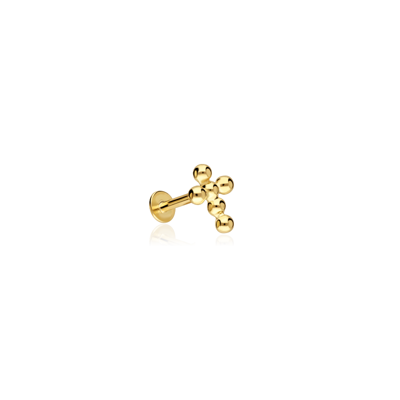 Pendiente piercing Oro 18k y circonitas "Cruz" Pendiente piercing Oro 18k y circonitas "Cruz"