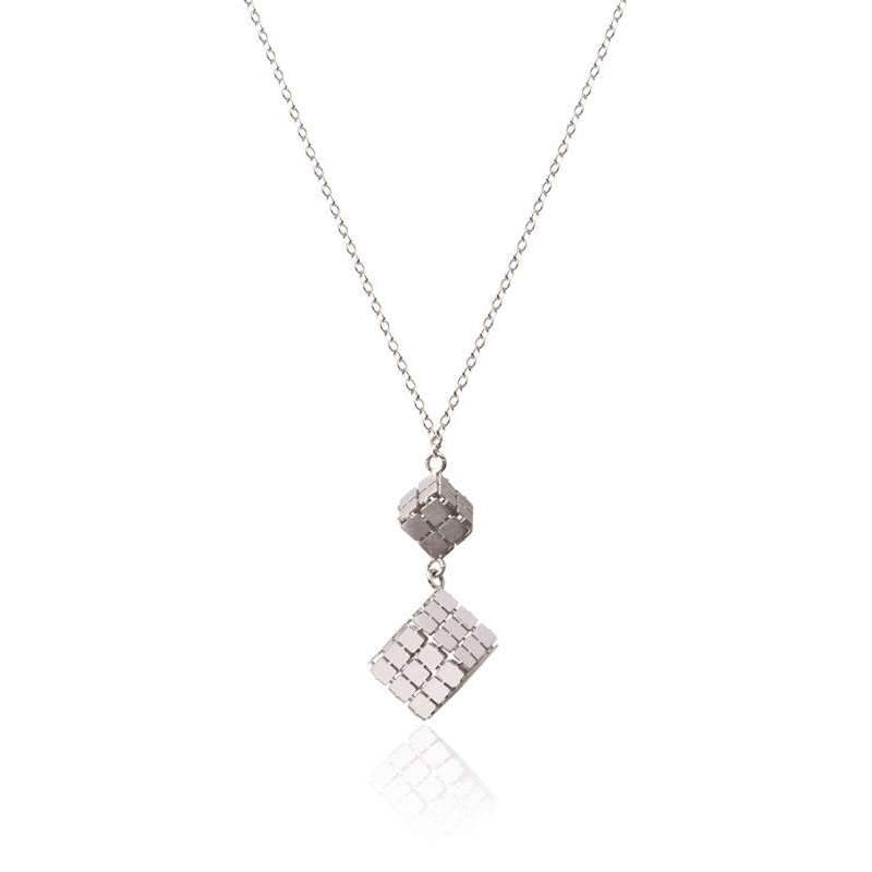 Collar Plata de Ley doble cubo de Rubik Collar Plata de Ley doble cubo de Rubik