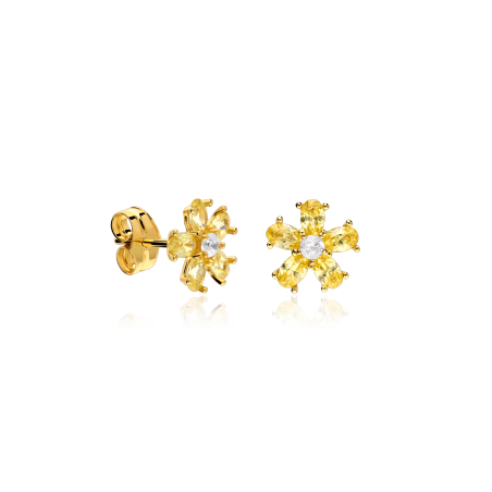 Pendientes Oro 18k citrino y circonitas "Surprise"